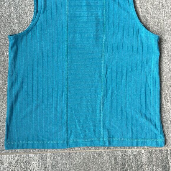 NWT Chaser Relaxed Fit Poor Boy Wide Rib Sleeveless Pocket Tank Turquoise Small - Picture 7 of 10